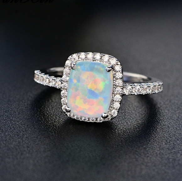 💖5 Star Rated💖 Silver & Fire Opal Ring sz 7 - Picture 6 of 6